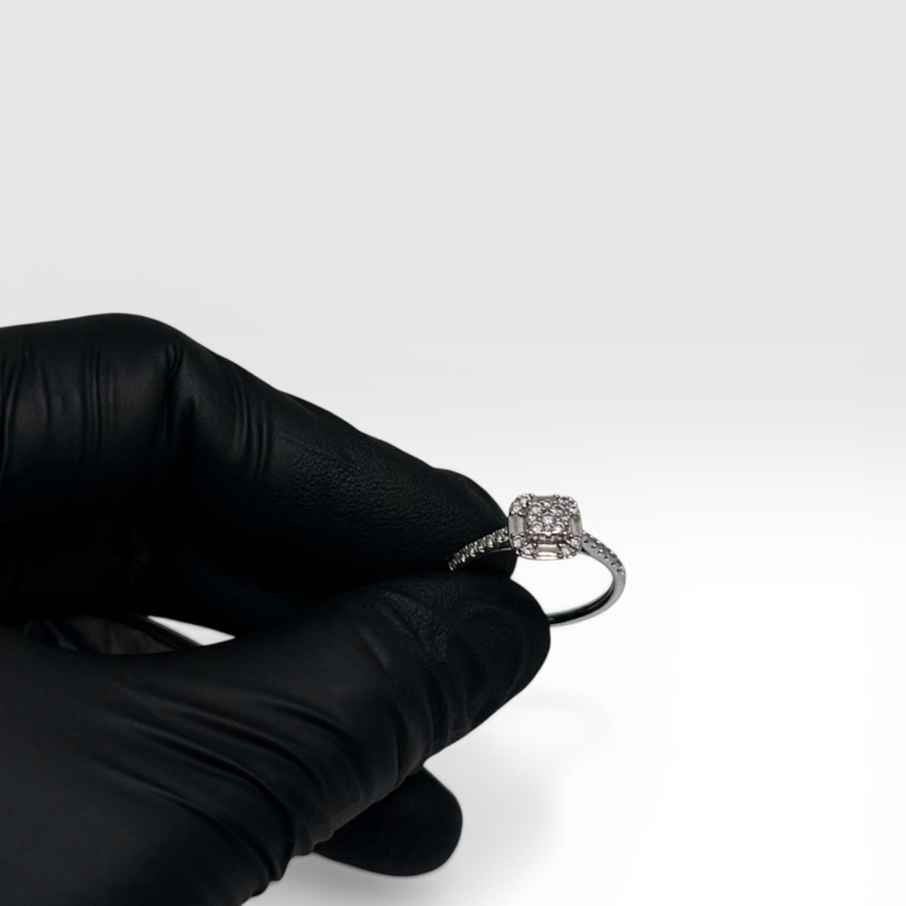 10K White Gold Diamond Cluster Ring – Size 7 -SOLD-